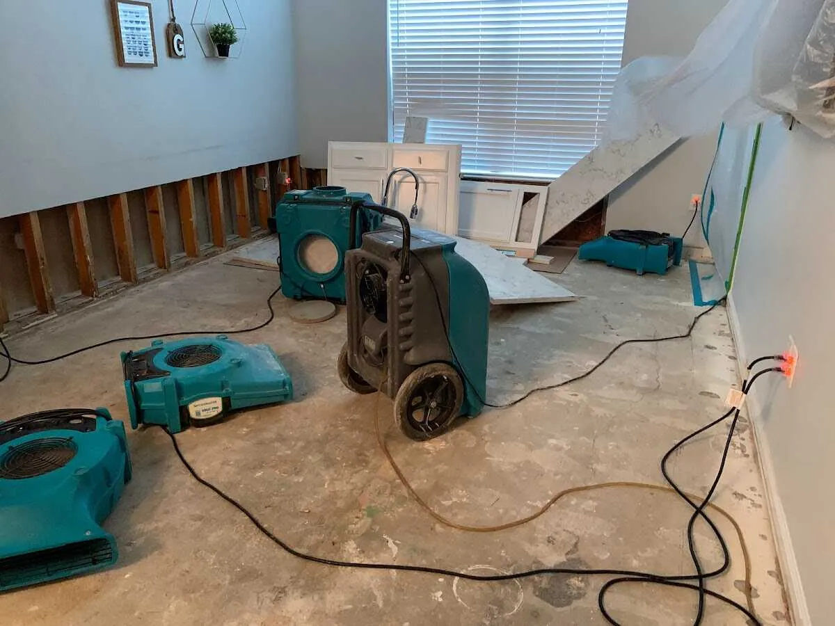 Dehumidifier in flood-cut room for Water Damage Restoration in Mill Valley